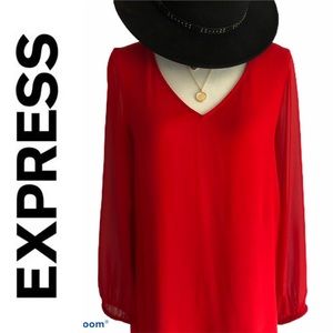 EXPRESS CANDY APPLE RED HIGH LOW A LINE DRESS